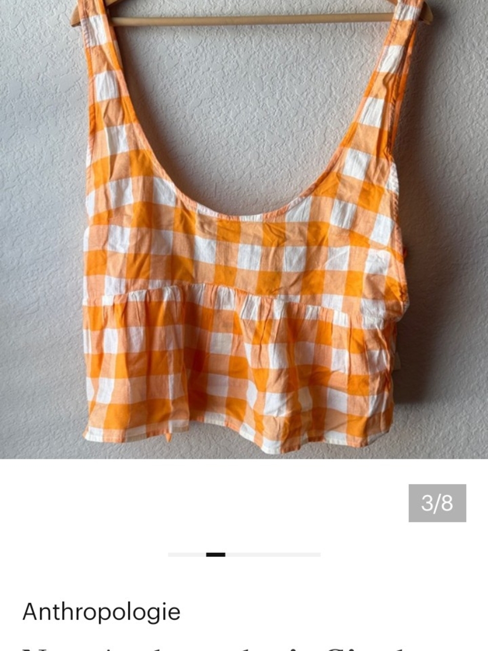Anthropologie Orange and White Gingham PJs Loungewear XL Set